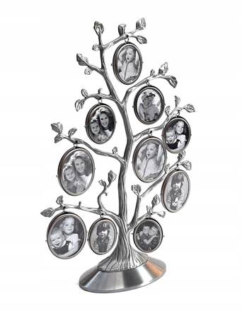 Ramka drzewko genealogiczne 20 zdjęć srebro